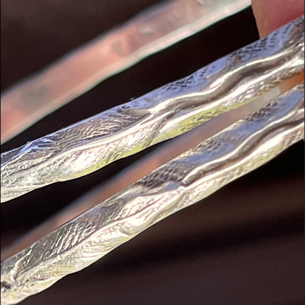 Kirk & Son Sterling Silver Repousse numbered vine bangle bracelets. - Picture 2 of 7